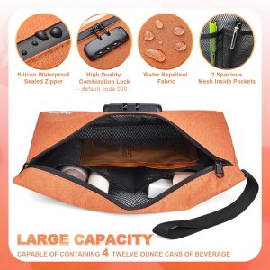Storage Bag with Combination Lock 12.6″x7.5″ Large Storage Container Medicine Lock Bag Travel Cosmetic Certificates Organizer Great Christmas Gift Orange