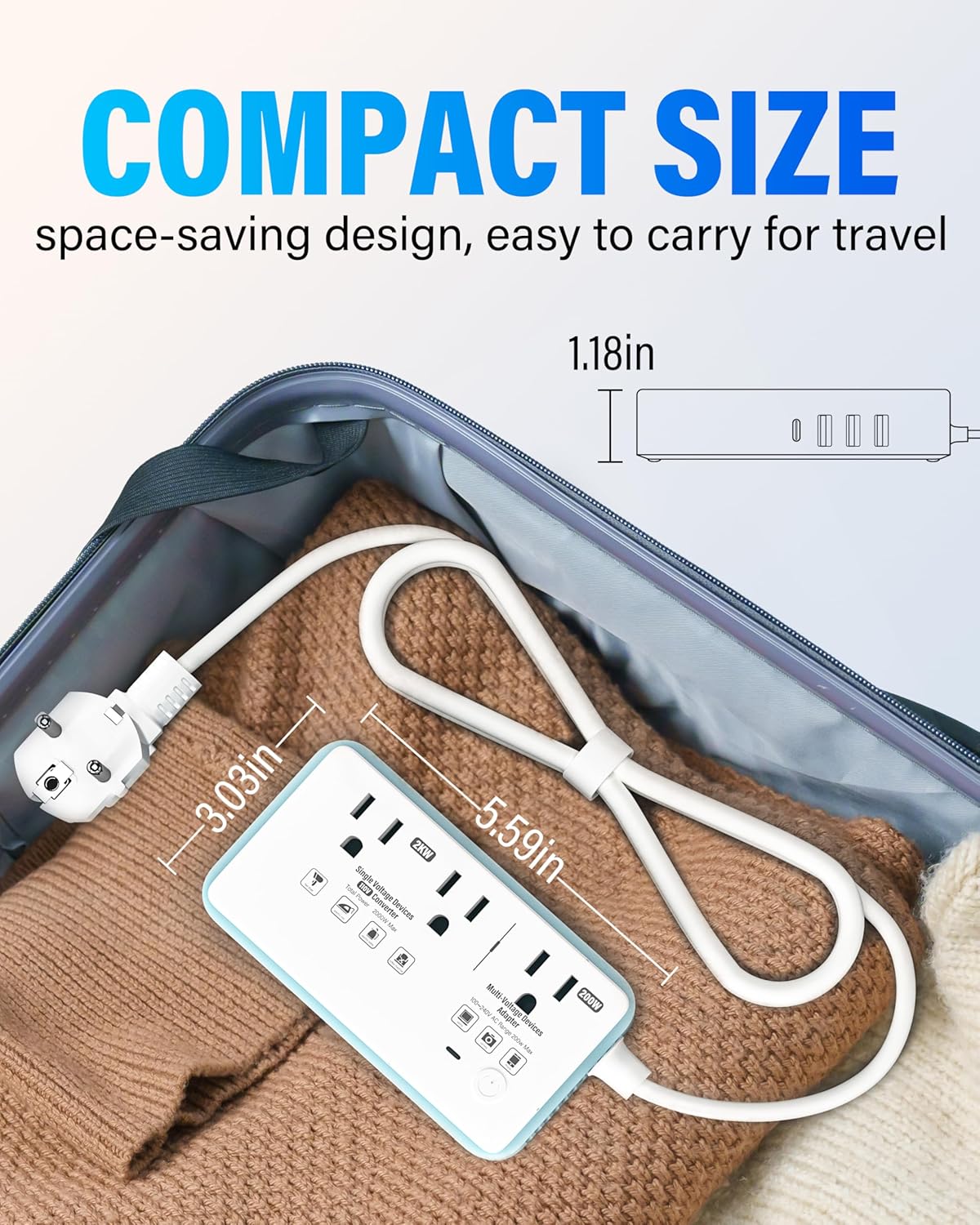 220V to 110V Voltage Converter US to Europe, 2000W Max International Power Converter with 4 USB Charging, Power Converter for European with Travel Plug Adapter - Image 8