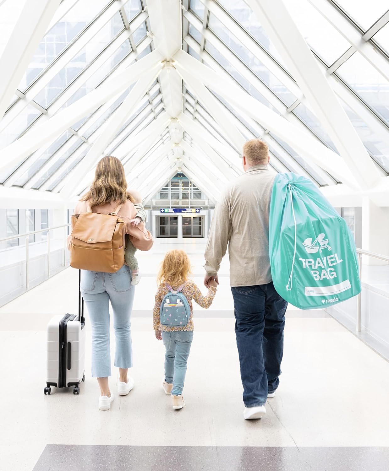 Regalo Airline Certified Travel Bag, Award Winning Brand, Durable Fabric, Univerial Gate-Check, Fits All Car Seats and Most Strollers, Turquoise,Compact Stretch Storage Pouch - Image 4