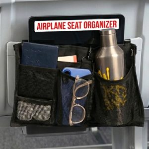 Airplane Seat Organizer to Clip onto Airplane Seat Pocket | Travel Essentials Accessory with Improved Universal Compatibility (15 x 9 Inches)