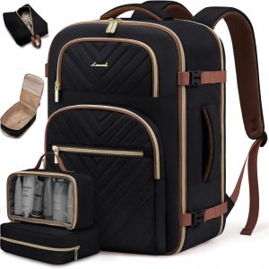 LOVEVOOK Travel Backpack Carry on Flight Approved 40L,Waterproof TSA Travel Essentials Personal Item Backpack for Women Men,Large Carry on Luggage Suitcase Travel Bag for Airplane with 3 Packing Cubes
