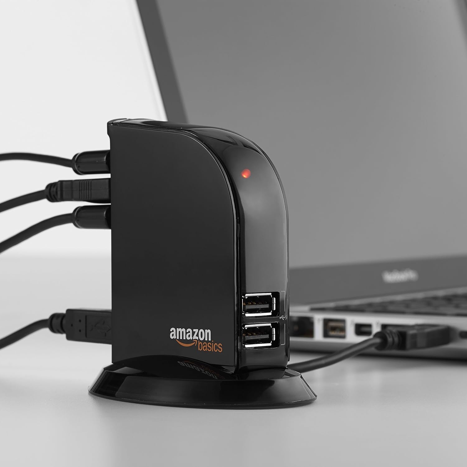 Amazon Basics 7 Port USB 2.0 Hub Tower with 5V/4A Power Adapter, Black - Image 6