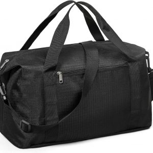 Vorspack Small Gym Bag – 18 Inches Duffle Bag for Travel Lightweight Duffel Bag for Men Women Personal Item Bag Weekender Bag for Travel Sports Gym – Black