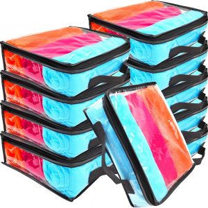 10 Pieces Large Clear Travel Packing Cube ，Clear Vinyl Zippered Storage Bags See Through Moving Bag Plastic Storage Bags PVC Multipurpose Pouch with Handle for Sweater Shirts Dress Storage