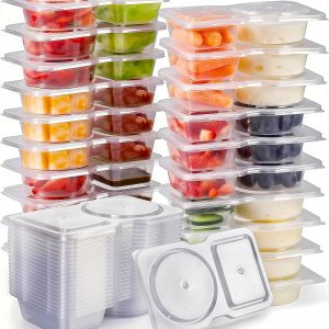 Reusable Snack Containers with Lids: Snack Containers 20Pcs – Snackle Box Container Portion Control – Snack Pack Containers – Double Compartment Snack Containers for On the Go – Travel Essentials
