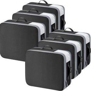 DIMJ Clothes Storage Bag 6 Pack, 19L Compression Storage Bags for Blanket, Sweater, Jacket, Closet, Sheet Storage Organizer with Window Handle, Compression Packing Cubes Space Saver Bags with Zipper