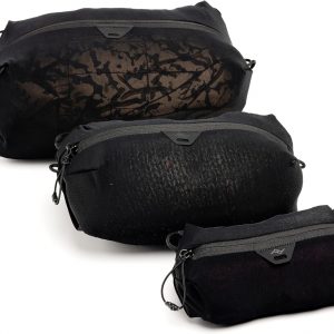 Peak Design Ultralight Packing Cube Bundle, Black, Stretchy Mesh Cubes with Strap Attachment Points and Luggage Pass Throughs, Zipper Opening, Travel Organizer for Men and Women, Sizes XXS, XS, S