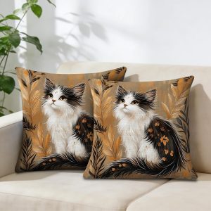 seewan Throw Pillow Covers 18×18 Set of 2, Decorative Linen Pillow Cover for Couch Sofa Bedroom Living Room, Spring Floral Cushion Covers with Hidden Zipper, Modern Farmhouse Decor for Home Decor