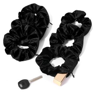 4 Pack Scrunchie With Zipper Pocket – Velvet Hidden Storage Compartment Hair Tie For Cash, Keys, Lipstick, Travel Essentials – Black Hidden Compartment Items Velvet Hair Scrunchies