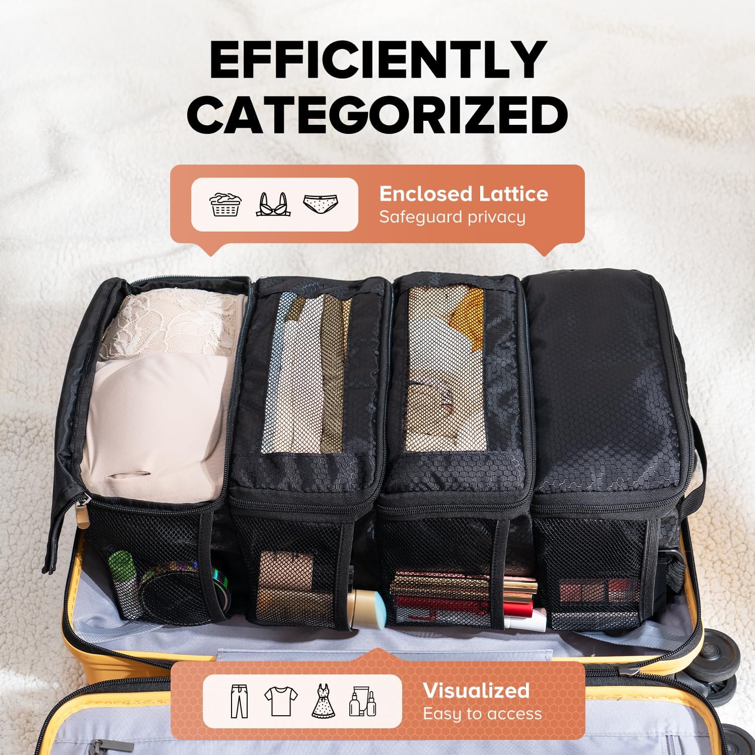Suitcase Organizer, Travel Luggage Organizer Hanging Shelves Packing Cube Closet/Collapsible Portable Travel Organizer for Carry-on - Image 3