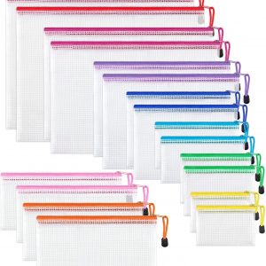 JARLINK 18 Pack 8 Sizes Mesh Pouch, 9 Colors, Waterproof Zipper Bags Document Multipurpose Travel Bags for Office, School, Board Game, Puzzles, Cosmetics, Travel Accessories, and Home Organization