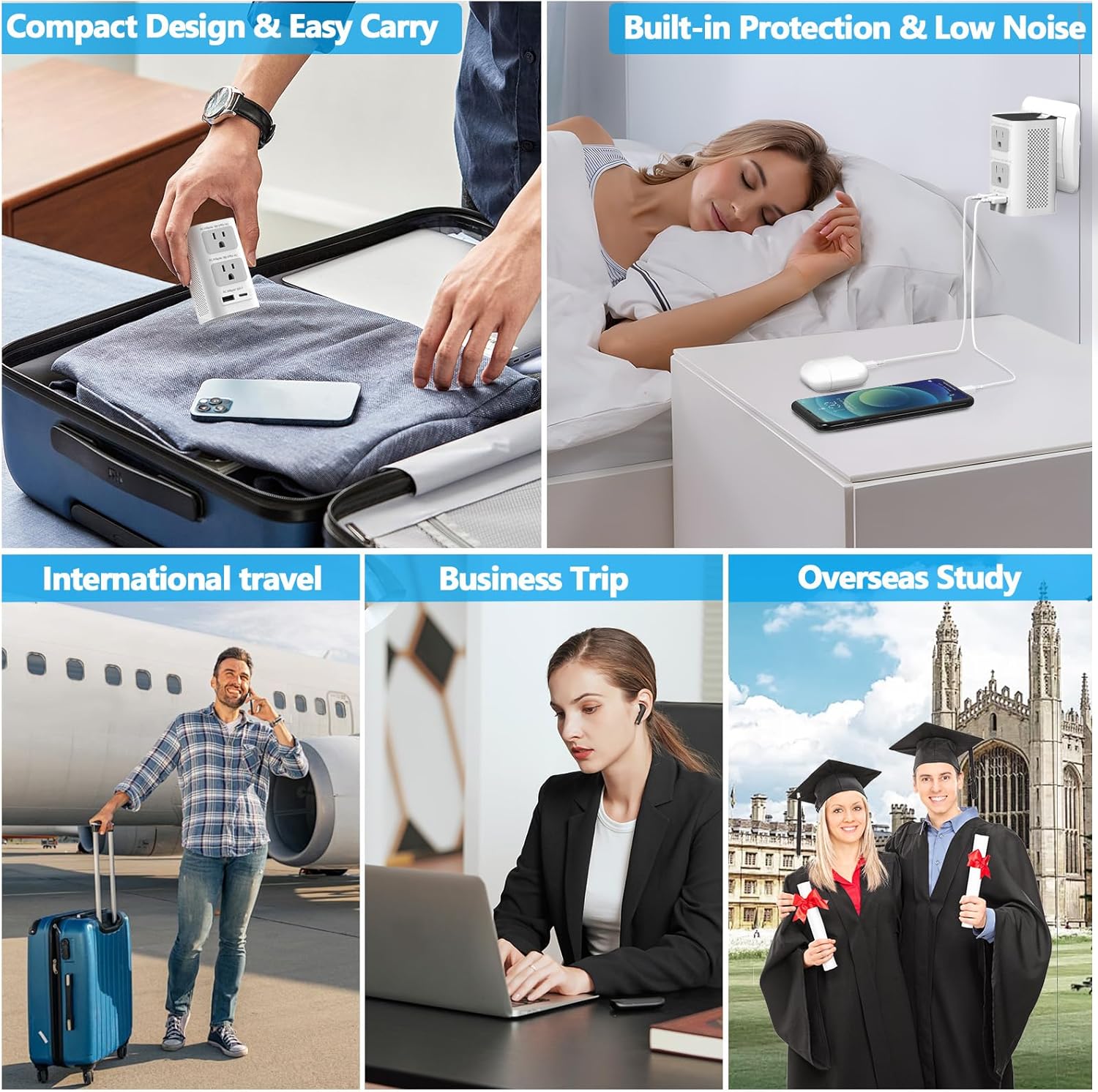 Upgraded 2000W 220V to 110V Voltage Converter US to Europe Travel Adapter for Hair Dryer International Universal Travel Adapter with 1 USB A and 1 USB C Power Converter Adapter Combo - Image 9