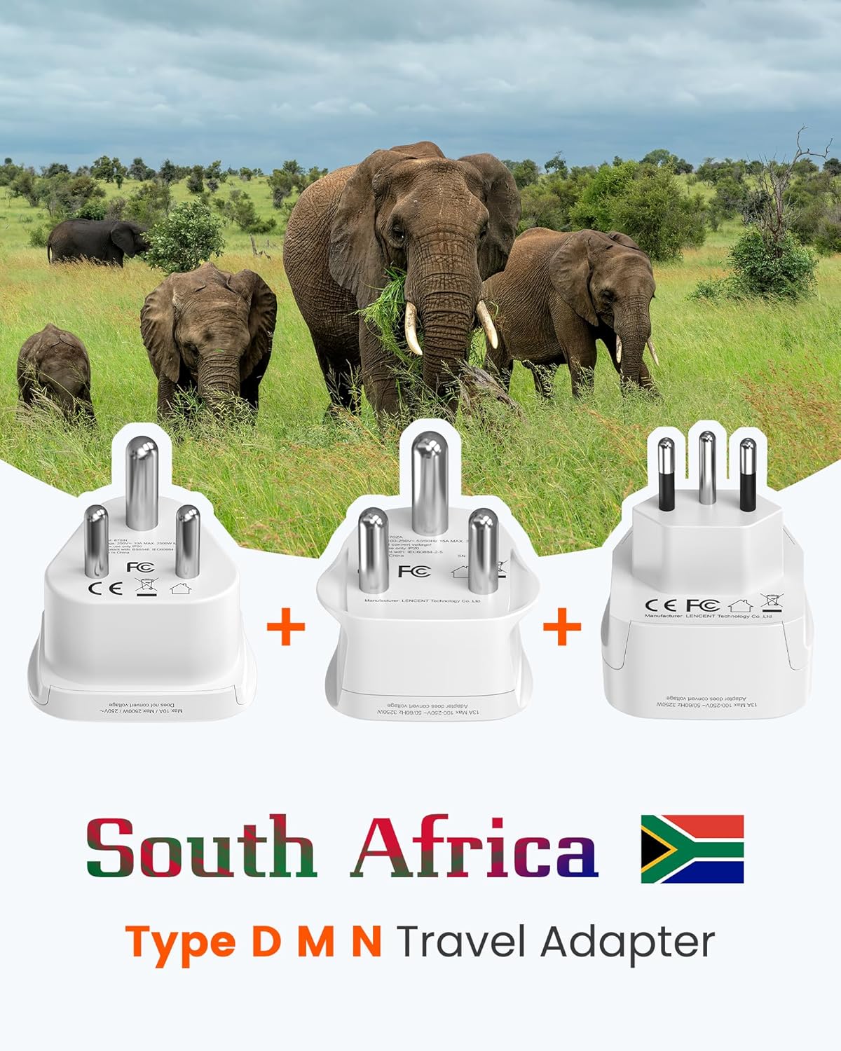 LENCENT Type D M and N Travel Adapter Plug Adapter for South Africa Namibia India Nepal Power Adapter - Image 3