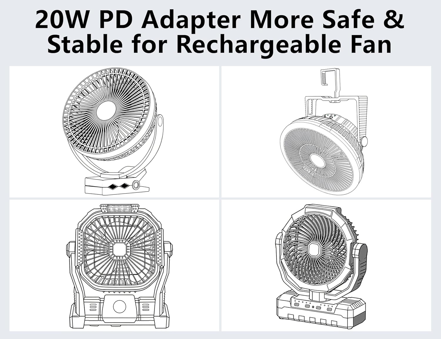 20W USB C Charger Block Compatible KITWLEMEN, ONLYNEW Rechargeable Camping Fan, Amacool Stroller Fan, VENTY Portable Fan, 5V/3A Charging Adapter, 3.3FT Fast Type-C Charger Cable - Image 5
