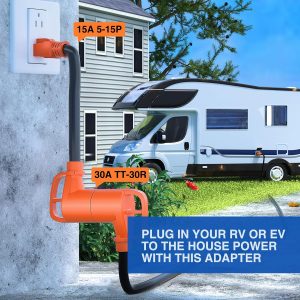 Nilight RV Power Adapter Cord 15Amp to 30Amp 110V Pure Copper Heavy Duty 10 Gauge Wire ETL Listed 5-15P to TT-30R 15M/30F Weatherproof for RVs Camper Caravan Van Trailer