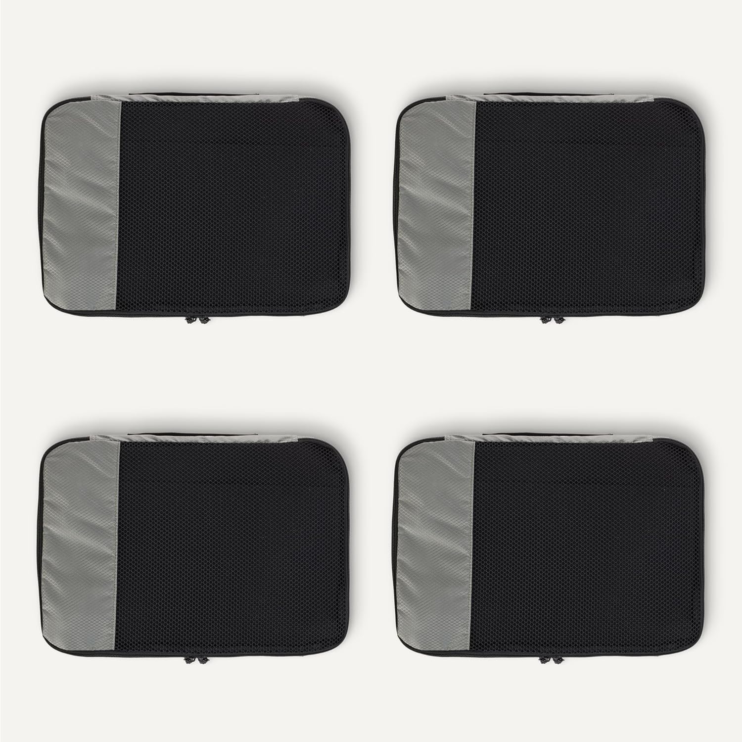 Amazon Essentials 4-Piece Packing Cubes Travel Accessories Set, Luggage Organizer with Double Zipper, Mesh Top, 100% Polyester, Medium, Gray (Previously Amazon Basics) - Image 5