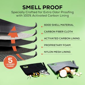 Large and Small Smell Proof Bag Combo, Smell Proof Container, Dog Tested Odor resistant Bag, Best Zipper Odor sealing Pouch Herbs, coffee & Travel Medicine Bag, Scent resistent Containers