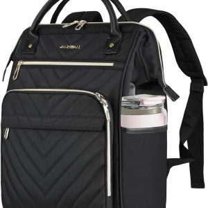 VANKEAN 17 Inch Laptop Backpack for Women Men Fashion Computer Work Bag, Large Capacity Waterproof Backpack with USB Port & RFID Pockets, College Daypack Business Travel, Black