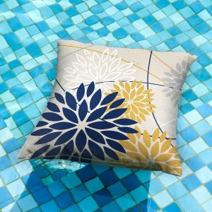 Outdoor Pillow Covers 18×18 Inch Set of 2 Navy Blue Yellow Outdoor Waterproof Decorative Throw Pillows Summer Spring Decor for Home Patio Funiture Garden Living Room Polyester Cushion Covers 01G18