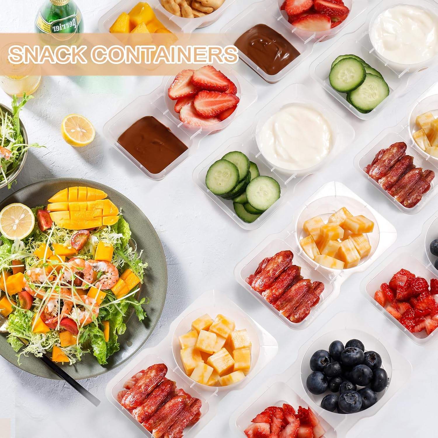 Reusable Snack Containers with Lids: Snack Containers 20Pcs - Snackle Box Container Portion Control - Snack Pack Containers - Double Compartment Snack Containers for On the Go - Travel Essentials - Image 3