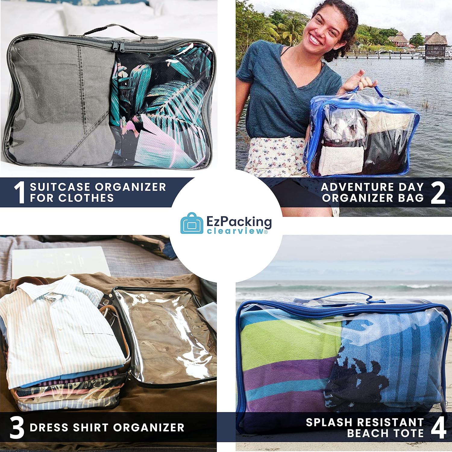 Large Clear Travel Packing Cube/See-Through PVC Organizer for Suitcase/Multipurpose Pouch w/Handle/Dress Shirts, Pants, Cashmere, Sweaters & Seasonal Linen Storage Protection (Gray) - Image 4