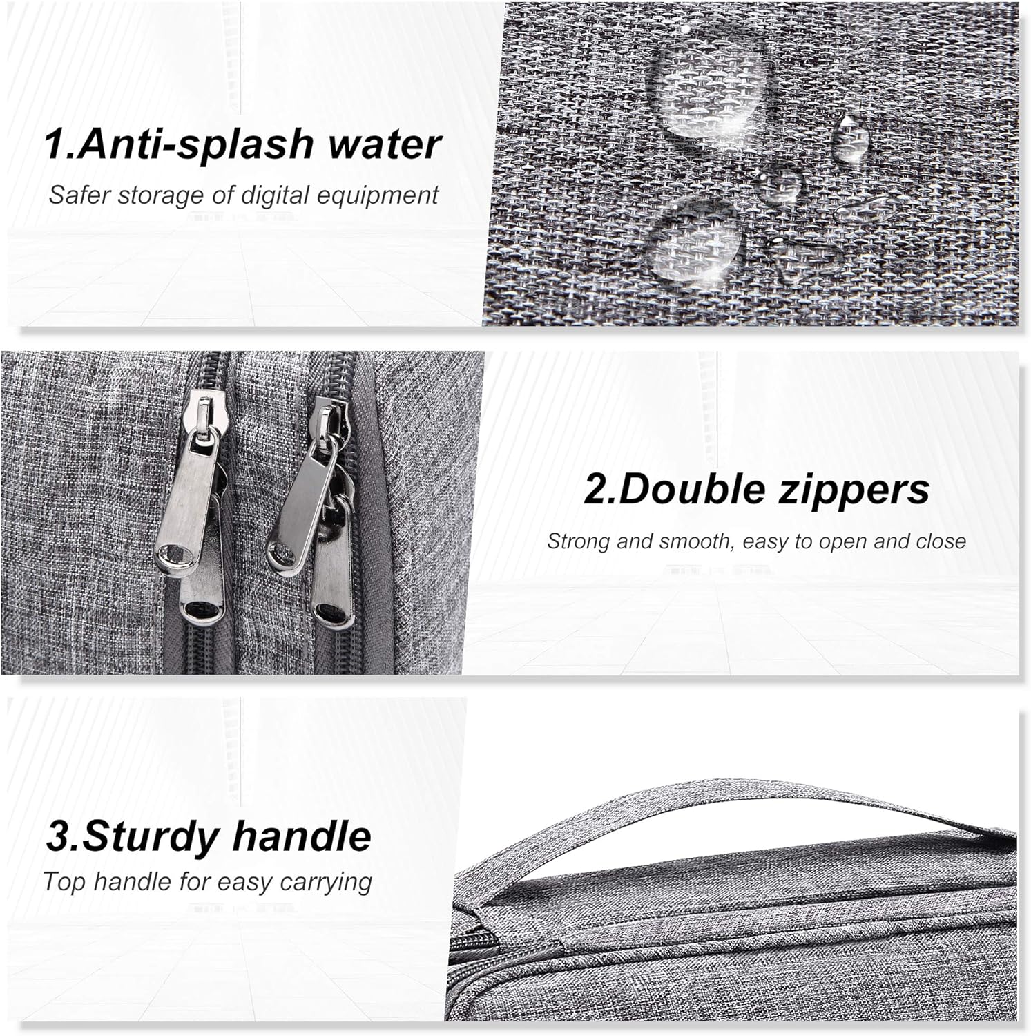 SELLYFELLY Electronic Bag Travel Cable Accessories Bag Waterproof Double Layer Electronics Organizer Portable Storage Case for Cable, Cord, Charger, Phone, Adapter, Power Bank, Kindle, Hard Drives - Image 5