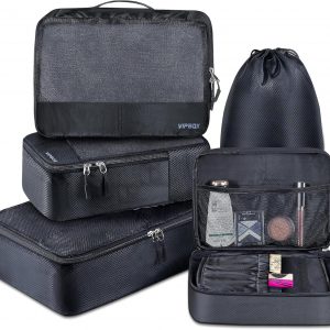 5 Set Packing Cubes Travel for Luggage Durable Suitcases Organizer Bags Lightweight Airplane Travel Vacation Essentials Accessories for Carry on (Black)