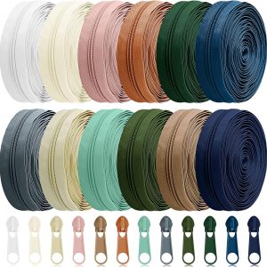Syhood 36 Yards 12 Pieces #5 Sewing Zippers Tapes Assorted Nylon Lightweight with 120 Plastic Zipper Sliders for Women Men Sewing Supplies(Morandi Color)