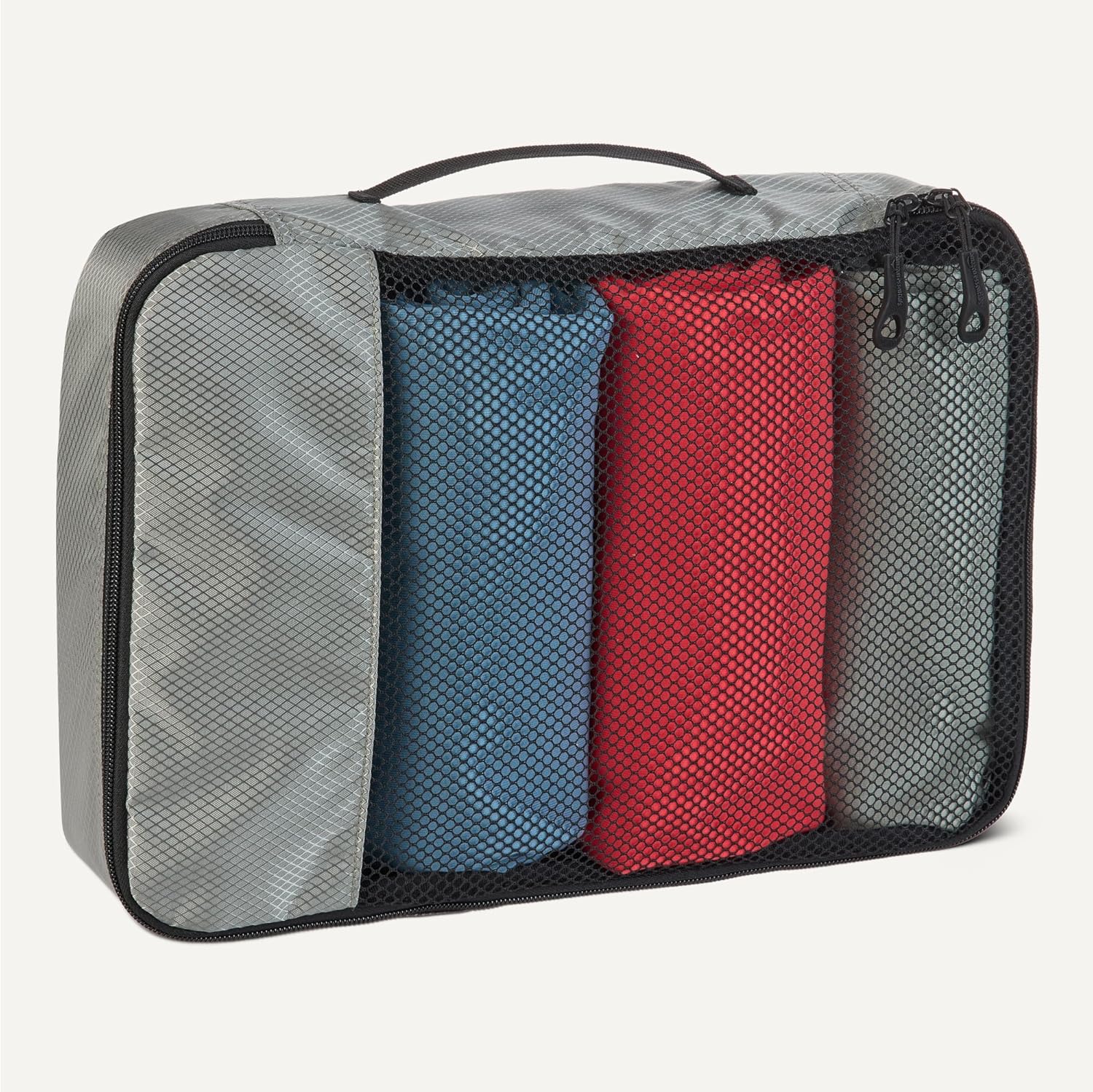 Amazon Essentials 4-Piece Packing Cubes Travel Accessories Set, Luggage Organizer with Double Zipper, Mesh Top, 100% Polyester, Medium, Gray (Previously Amazon Basics) - Image 4