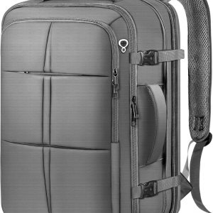 Travel Backpack, Extra Large 50L Flight Approved Carry on Backpack, Expandable Waterproof Business Suitcase Daypack Big Bag Fits 18.4 Inch Laptop, Grey