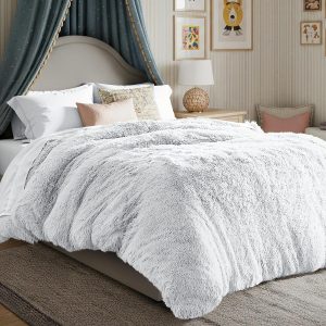 Bare Home Shaggy Fleece Duvet Cover – Boho Plush Duvet Cover – Super Soft & Luxury – Hidden Zipper Closure – All Season Bedding (King/Cal King, White)