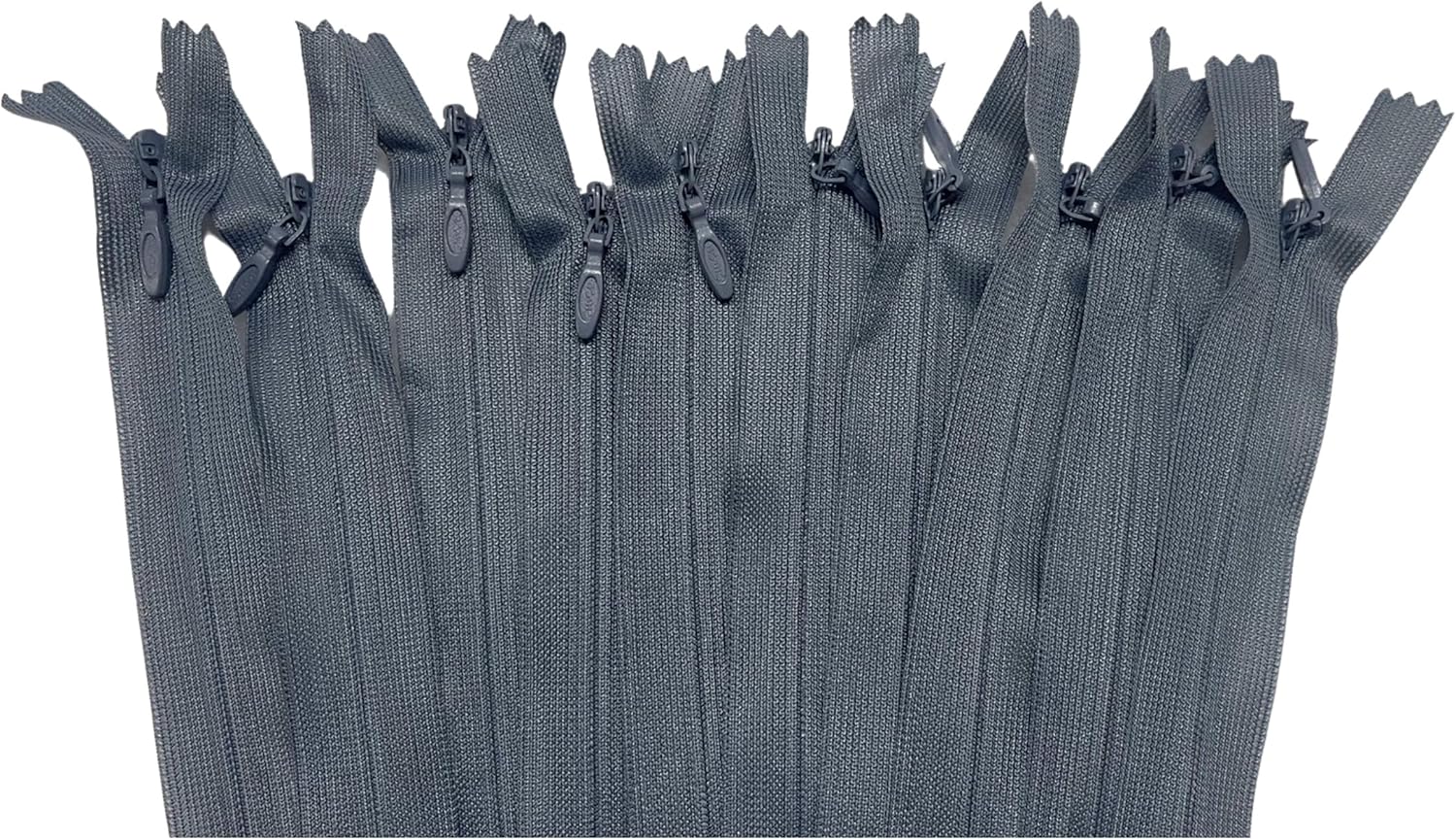 AMORNPHAN 10 Pcs 18 Inch Silk Invisible Zipper Conceal Lace Tape Closed for Clothes Dress Sewing Craft, Hidden Zipper DIY Sewing Tools for Tailor Sewing Garments, Crafts #3 (Grey, 18 Inch) - Image 2