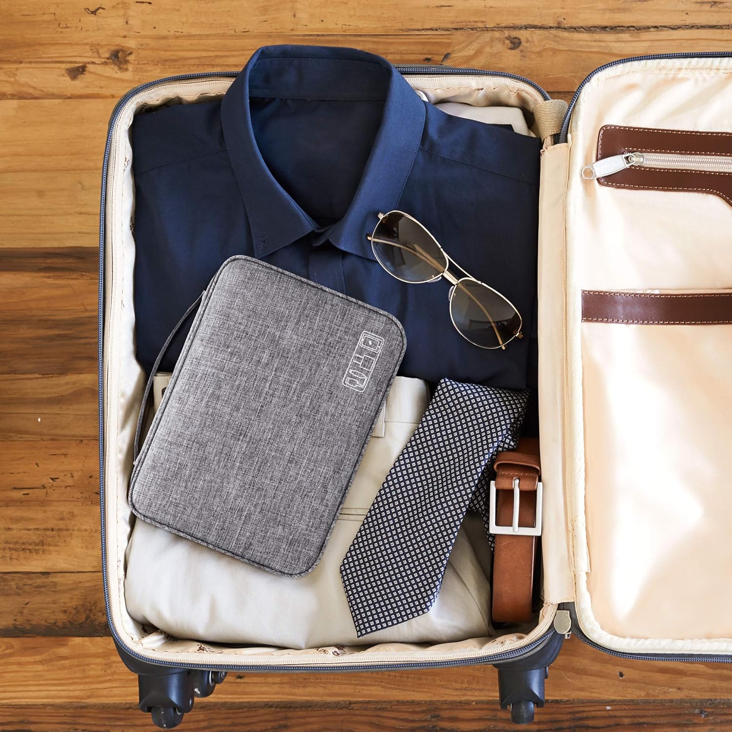 SELLYFELLY Electronic Bag Travel Cable Accessories Bag Waterproof Double Layer Electronics Organizer Portable Storage Case for Cable, Cord, Charger, Phone, Adapter, Power Bank, Kindle, Hard Drives - Image 9