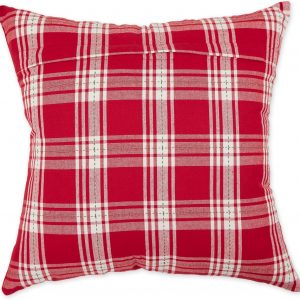 DII Christmas Throw Pillow Cover Collection Decorative Cotton Set, Machine Washable, Hidden Zipper, 18×18, Holiday Sprig & Plaid, 4 Piece