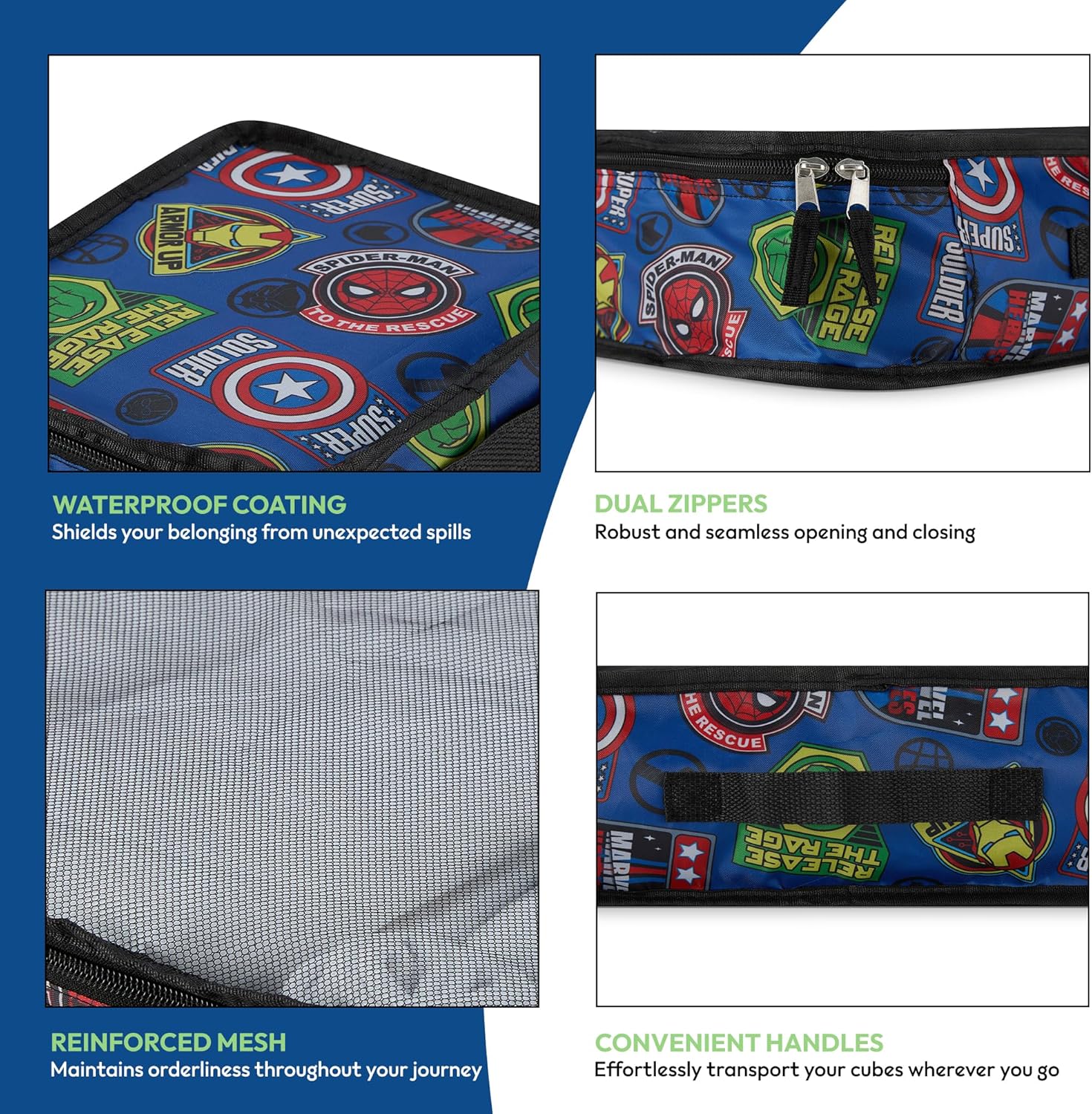 Marvel Comics 5-Piece Packing Cube Set - Spiderman, Ironman, Captain America - 5 Piece Packing Cubes Compression Travel Essential Accessories - Luggage Suitcase Organizer Set - For Kids, Adults - Image 3