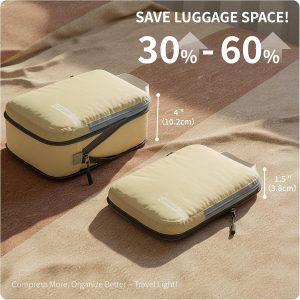 Cipway Compression Packing Cubes for Travel Ultralight Expandable Packing Organizers with Laundry & Toiletry Bag for Carry on Luggage (Vanilla Cream 6 Set)