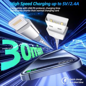 iPhone Charger 3pack 10FT Apple MFi Certified Long Lightning Cable Fast Charging High Speed Data Sync USB Cable Compatible iPhone 14/13/12/11 Pro Max/XS MAX/XR/XS/X/8/7/Plus/6S (Grey White)