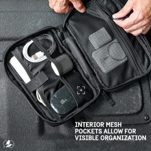 Pelican Electronic Organizer Travel Case – Portable Storage Bag with Multiple Storage Mesh Pockets for Cables, Chargers, Power Bank, AirPods – Cord Organizer and Airplane Travel Essentials Bag – Black