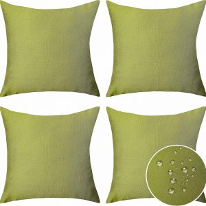 Home Brilliant Green Spring Pillow Covers 18×18 Throw Pillows for Outerdoor Couch Waterproof Farmhouse Accent Pillows for Bedroom Holidays Decor, Set of 4, 18 x 18 inch, Green