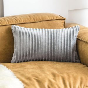 UGASA Velvet Pillow Covers Striped, Decorative Throw Cushion Case with Hidden Zipper for Home Couch/Bedroom, Soft Cozy Solid Oblong, 1 Piece (12″x20″, Light Grey)